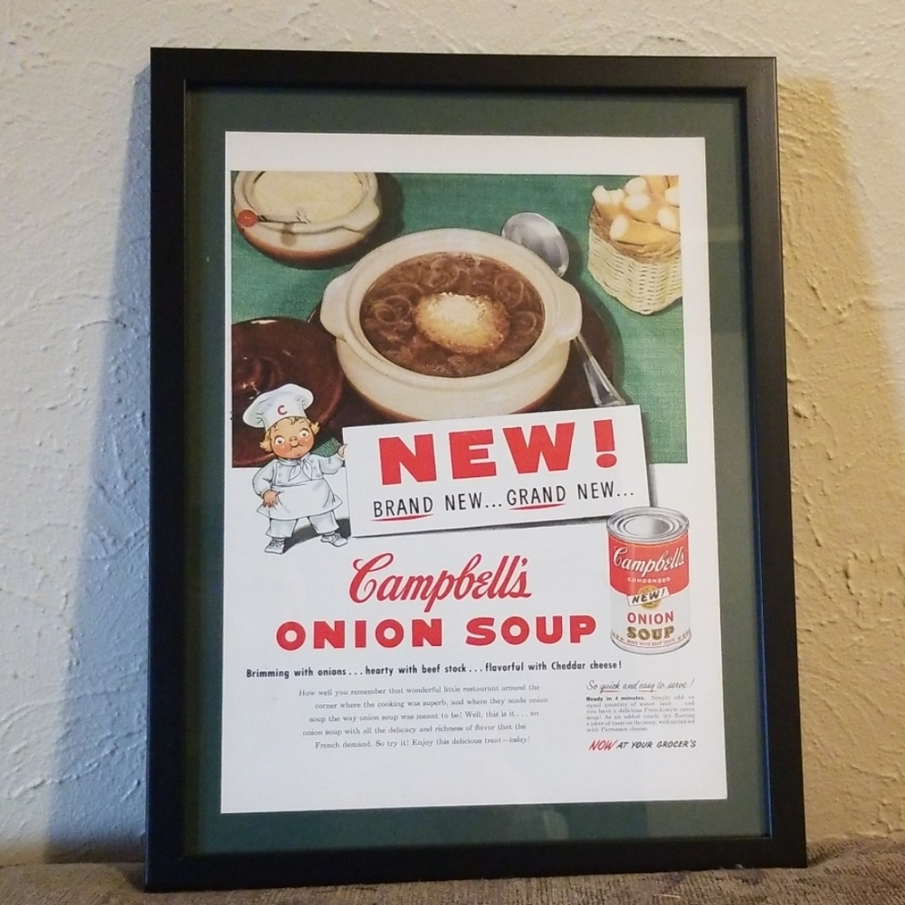 Vintage Campbell's soup ad framed!